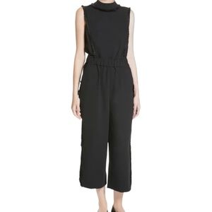 Ted Baker Bethzi Fringe Detail Jumpsuit Size 0 Black High neck Pockets